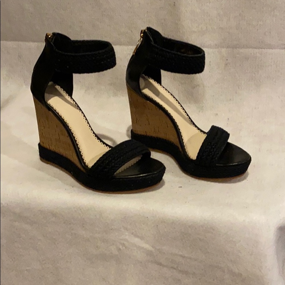 C Wonder black espadrille sandals with ankle strap